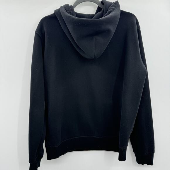 UGG Women's Rey Fuzzy Hoodie Sz L Black Spell Out Logo Fleece Lined Soft Lounge - Picture 3 of 10